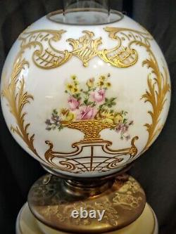 Fabulous Victorian 18 Heavy Gilt Gold antique Gone Wind GWTW parlor oil lamp