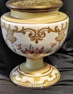 Fabulous Victorian 18 Heavy Gilt Gold antique Gone Wind GWTW parlor oil lamp