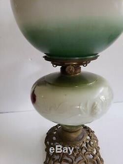 Fenton Globe Gone With The Wind Banquet Parlor Oil Lamp Milk Glass P&A USA
