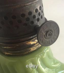Figural Swan Green Milk Glass Nutmeg Oil Kerosene Finger Lamp Pat. 1877 Antique