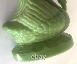 Figural Swan Green Milk Glass Nutmeg Oil Kerosene Finger Lamp Pat. 1877 Antique