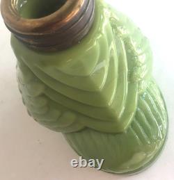 Figural Swan Green Milk Glass Nutmeg Oil Kerosene Finger Lamp Pat. 1877 Antique