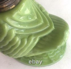 Figural Swan Green Milk Glass Nutmeg Oil Kerosene Finger Lamp Pat. 1877 Antique