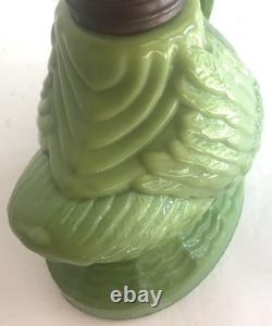 Figural Swan Green Milk Glass Nutmeg Oil Kerosene Finger Lamp Pat. 1877 Antique