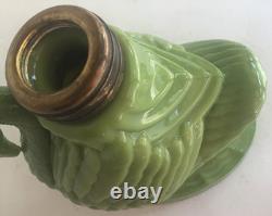 Figural Swan Green Milk Glass Nutmeg Oil Kerosene Finger Lamp Pat. 1877 Antique