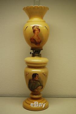 French Antique Napoleon Gwtw Old Oil Kerosene Banquet Victorian Glass Lamp