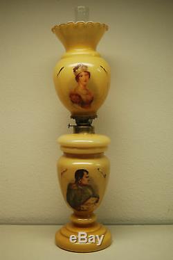 French Antique Napoleon Gwtw Old Oil Kerosene Banquet Victorian Glass Lamp
