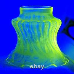 French Clear + Ornate Brass + Ruffled Uranium Swirl Shade Peg Kerosene Oil Lamp