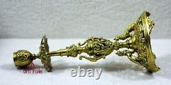 French Clear + Ornate Brass + Ruffled Uranium Swirl Shade Peg Kerosene Oil Lamp