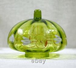 French Green Enamelled + Tripodal Winged Lions Kerosene Oil Lamp