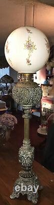 GWTW Antique Victorian Ornate Metal Cherub Banquet Parlor Kerosene Oil Lamp 44