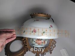 Gone WIth The Wind Parlor Lamp Converted Oil Electric Antique Porcelain Brass