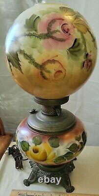 Gone With The Wind GWTW ANTIQUE OIL BANQUET PARLOR Lamp Converted Bottom Light