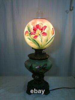 Gone With The Wind GWTW ANTIQUE OIL BANQUET PARLOR Lamp Converted Bottom Light