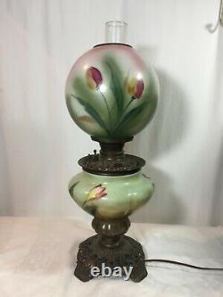 Gone With The Wind GWTW ANTIQUE OIL BANQUET PARLOR Lamp Converted Bottom Light