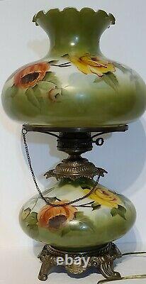 Gone With The Wind Gwtw Antique Oil Banquet Parlor Flowers Lamp Converted