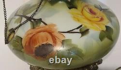 Gone With The Wind Gwtw Antique Oil Banquet Parlor Flowers Lamp Converted