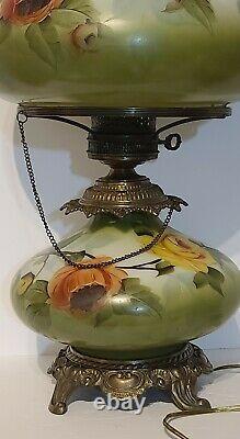 Gone With The Wind Gwtw Antique Oil Banquet Parlor Flowers Lamp Converted