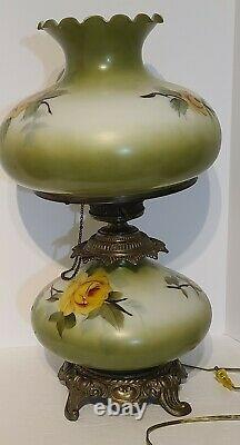 Gone With The Wind Gwtw Antique Oil Banquet Parlor Flowers Lamp Converted