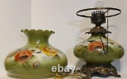 Gone With The Wind Gwtw Antique Oil Banquet Parlor Flowers Lamp Converted