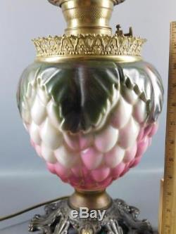 Gone With The Wind Gwtw Antique Oil Banquet Parlor Puffy Grape Lamp Converted