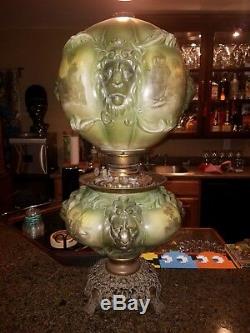 Gone With The Wind Gwtw Oil Kerosene Glass Antique Lion Banquet Parlor Old Lamp