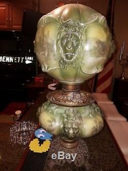 Gone With The Wind Gwtw Oil Kerosene Glass Antique Lion Banquet Parlor Old Lamp