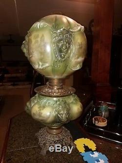 Gone With The Wind Gwtw Oil Kerosene Glass Antique Lion Banquet Parlor Old Lamp