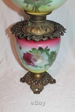 Gone with the Wind Banquet or Parlor Oil Lamp with ROSES 100% Original