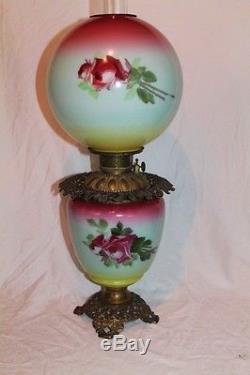 Gone with the Wind Banquet or Parlor Oil Lamp with ROSES 100% Original