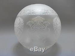 Good Antique Acid Etched Glass Duplex Oil Lamp Shade 1
