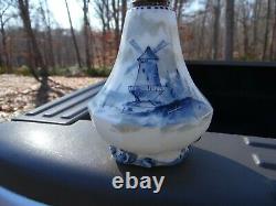 Gorgeous Antique Blue And White Delft Miniature Oil Lamp / Pairpoint Panelled
