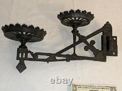 Gorgeous Antique Cast Iron Victorian Oil Lamp Double Wall Bracket