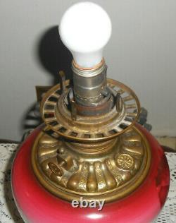 Gorgeous Antique Gone With The Wind Oil/ Electric Old Parlor Victorian Lamp L@@k