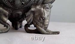 Great Antique Aesthetic Movement Oil Lamp Base, Elephant Heads to Base