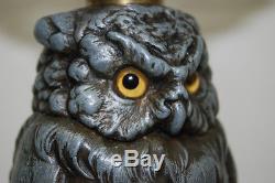 Gwtw Oil Kerosene Banquet Antique English Whimsical Victorian Figural Owl Lamp