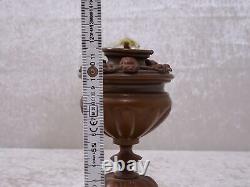 HM2G8N Antique Metal Oil Lamp Maskarons Vintage Around 1900 11.5 Cm