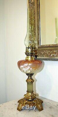 HOLDING FOR shemalg77 FRENCH ALABASTER &GRADUATED ENAMELLED OIL LAMP