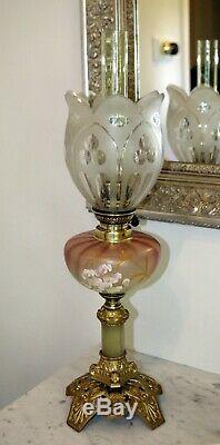 HOLDING FOR shemalg77 FRENCH ALABASTER &GRADUATED ENAMELLED OIL LAMP