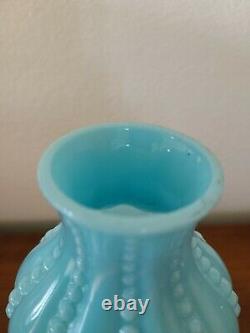 HTF 1890-1910 New Martinsville Miniature Oil Lamp By-the-Sea Blue Milk Glass