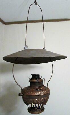 HTF Antique THE ROCHESTER Hanging Kerosene Oil Country Store Lamp with Tin Shade