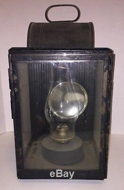HUGE Antique Early American Tole Tin Oil Lantern Lamp Barn Street