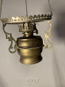 Hanging All Night Antique Brass Miniature Oil Lamp Original RARE