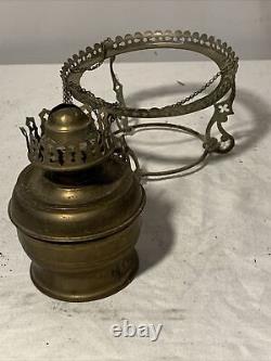 Hanging All Night Antique Brass Miniature Oil Lamp Original RARE
