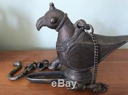 Hanging Bronze Oil Lamp In The Shape Of A Bird Mughal India