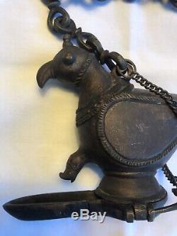 Hanging Bronze Oil Lamp In The Shape Of A Bird Mughal India