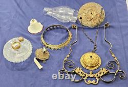 Hanging Oil Lamp Brass 14 Bracket Frame Smoke Bell Font B&H Motor Parts Antique