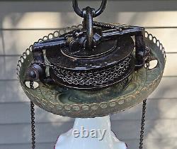 Hanging Oil Lamp Brass 14 Bracket Frame Smoke Bell Font B&H Motor Parts Antique