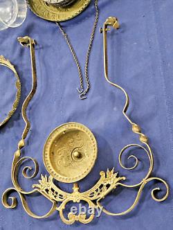 Hanging Oil Lamp Brass 14 Bracket Frame Smoke Bell Font B&H Motor Parts Antique