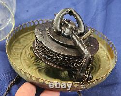 Hanging Oil Lamp Brass 14 Bracket Frame Smoke Bell Font B&H Motor Parts Antique